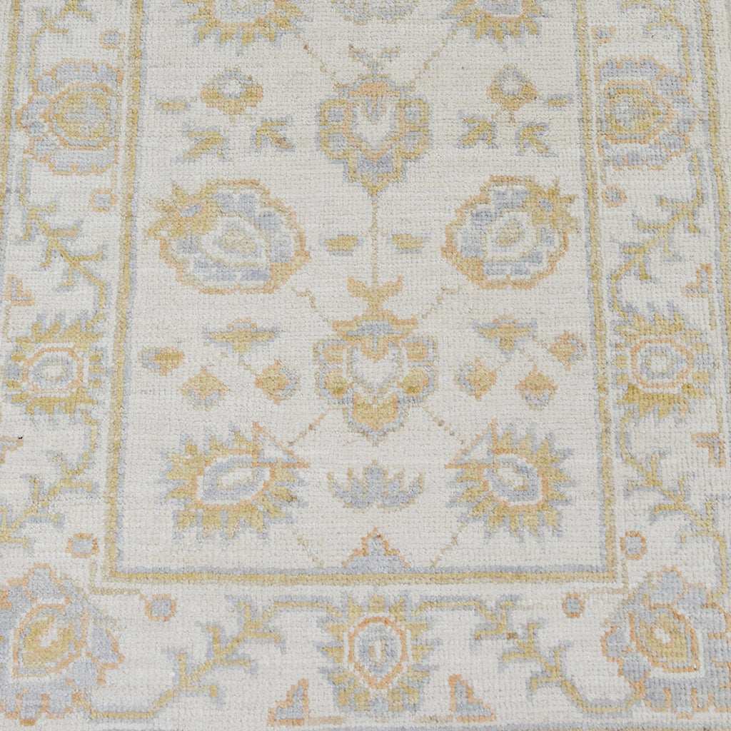 All-Over Floral Oushak Turkish Ivory Area Rug 2x3