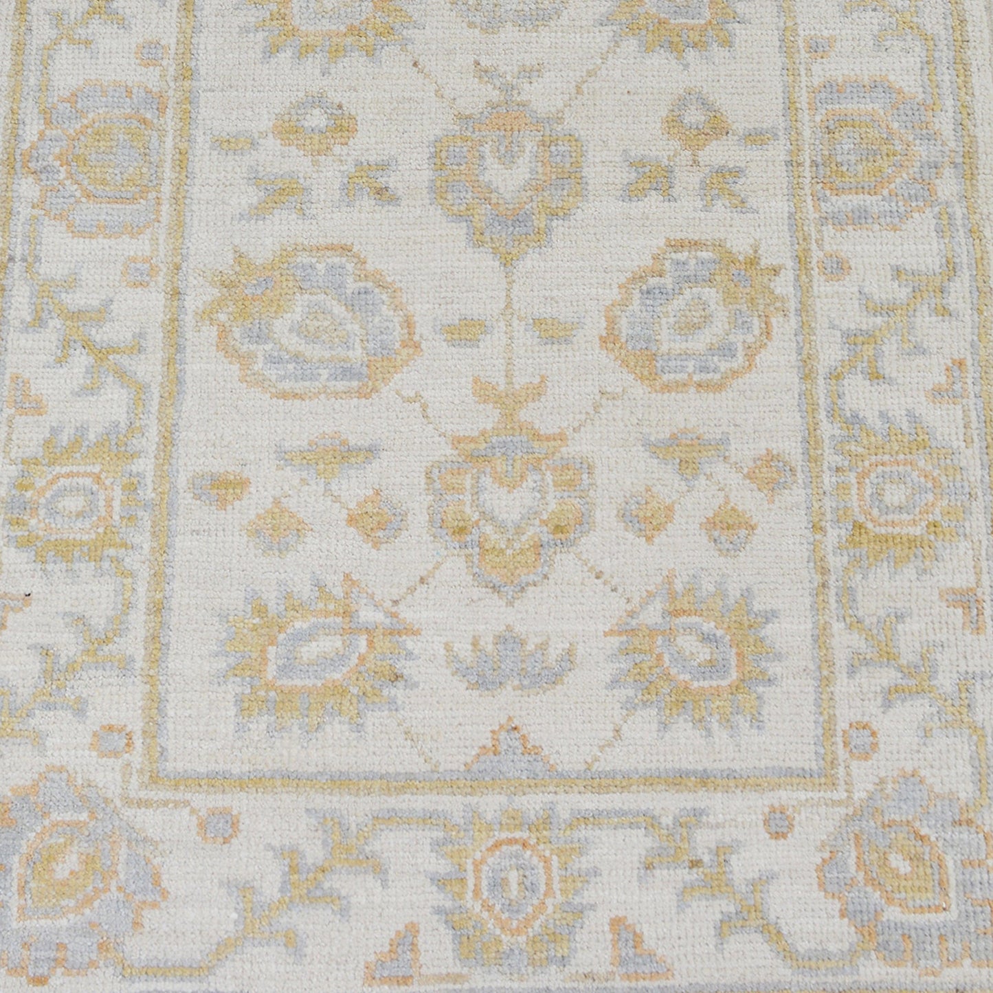 All-Over Floral Oushak Turkish Ivory Area Rug 2x3