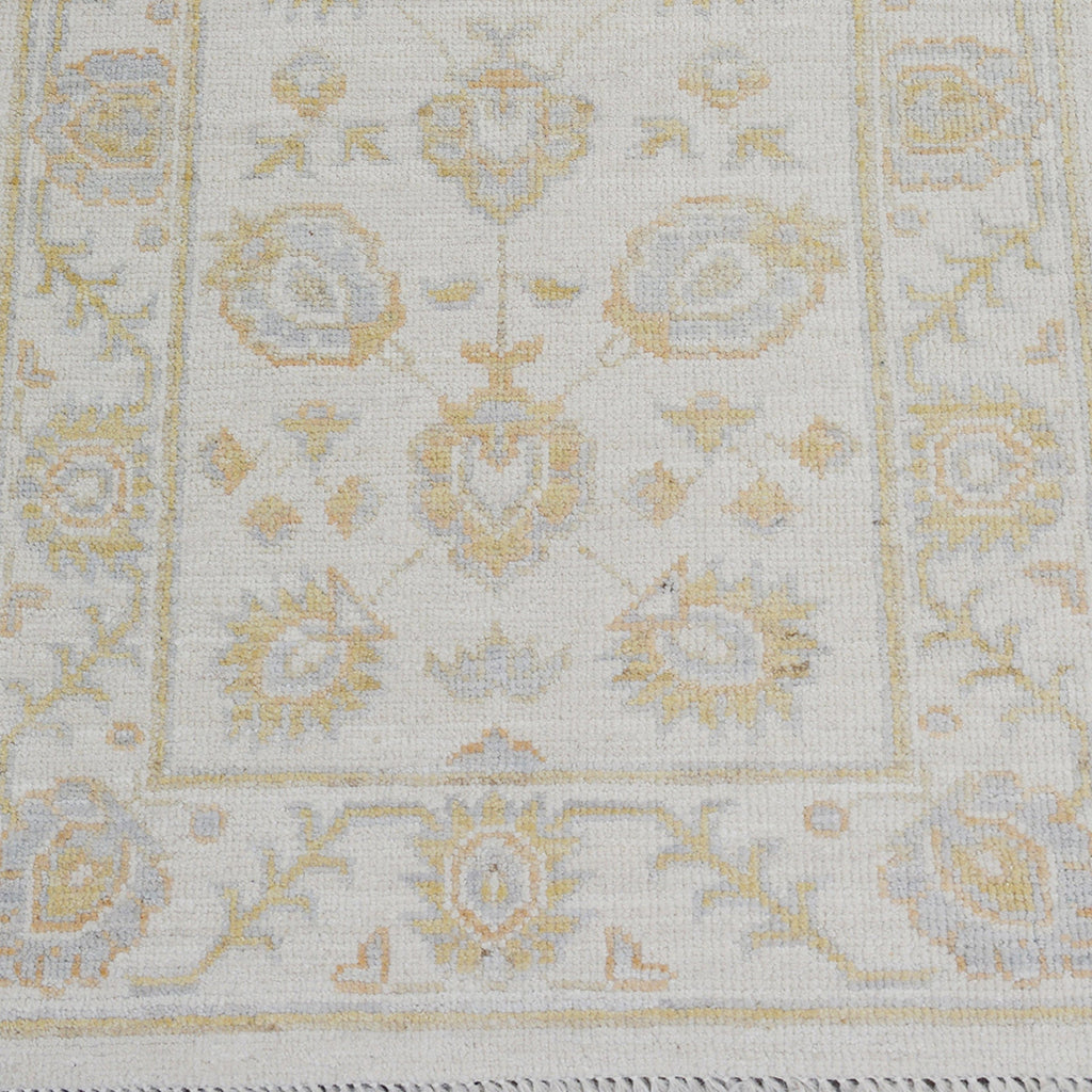 All-Over Floral Oushak Turkish Ivory Area Rug 2x3