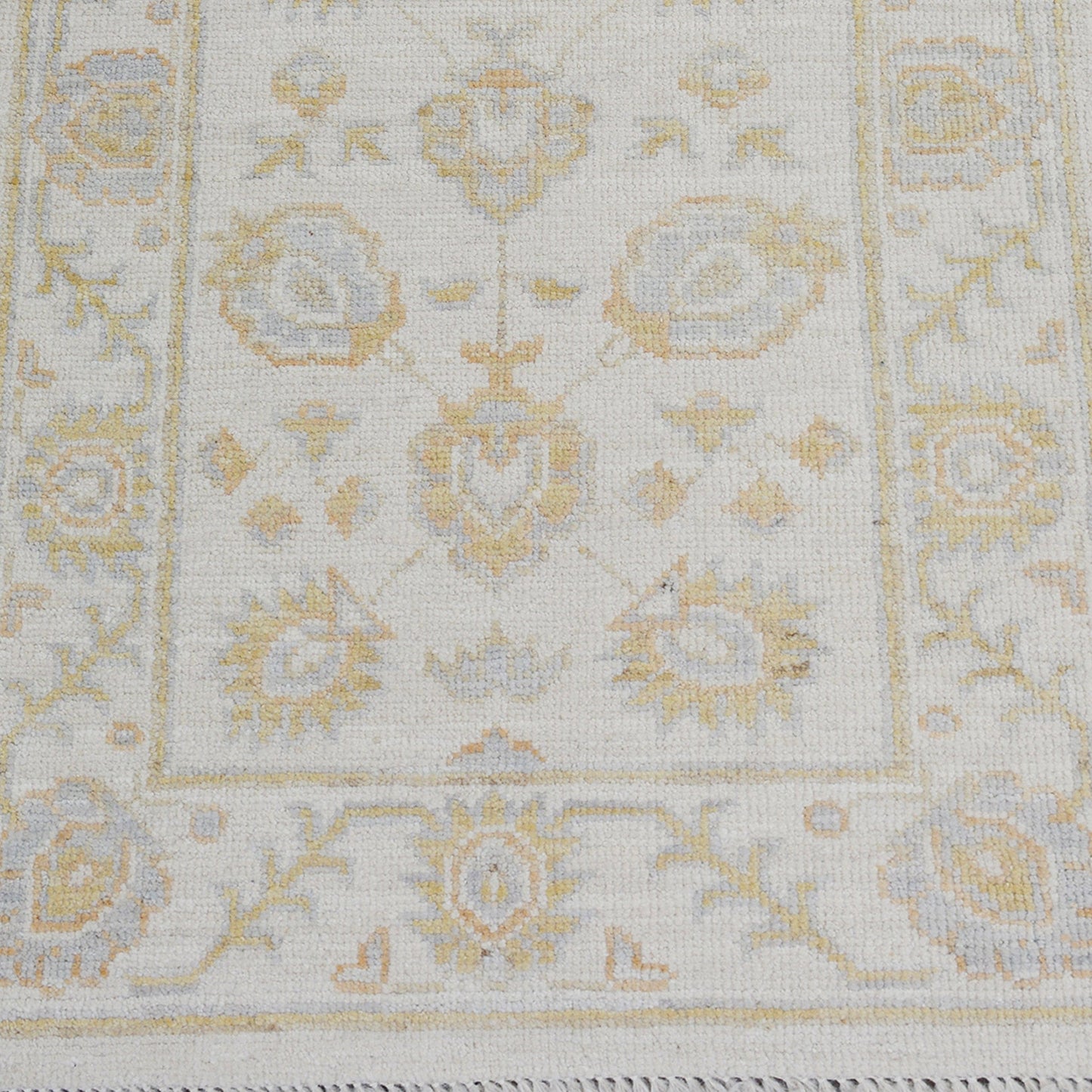 All-Over Floral Oushak Turkish Ivory Area Rug 2x3