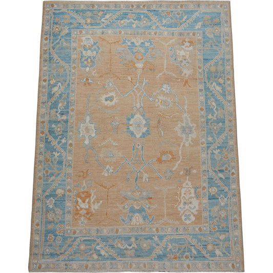 Vegetable Dye Floral Oushak Turkish Area Rug 9x10