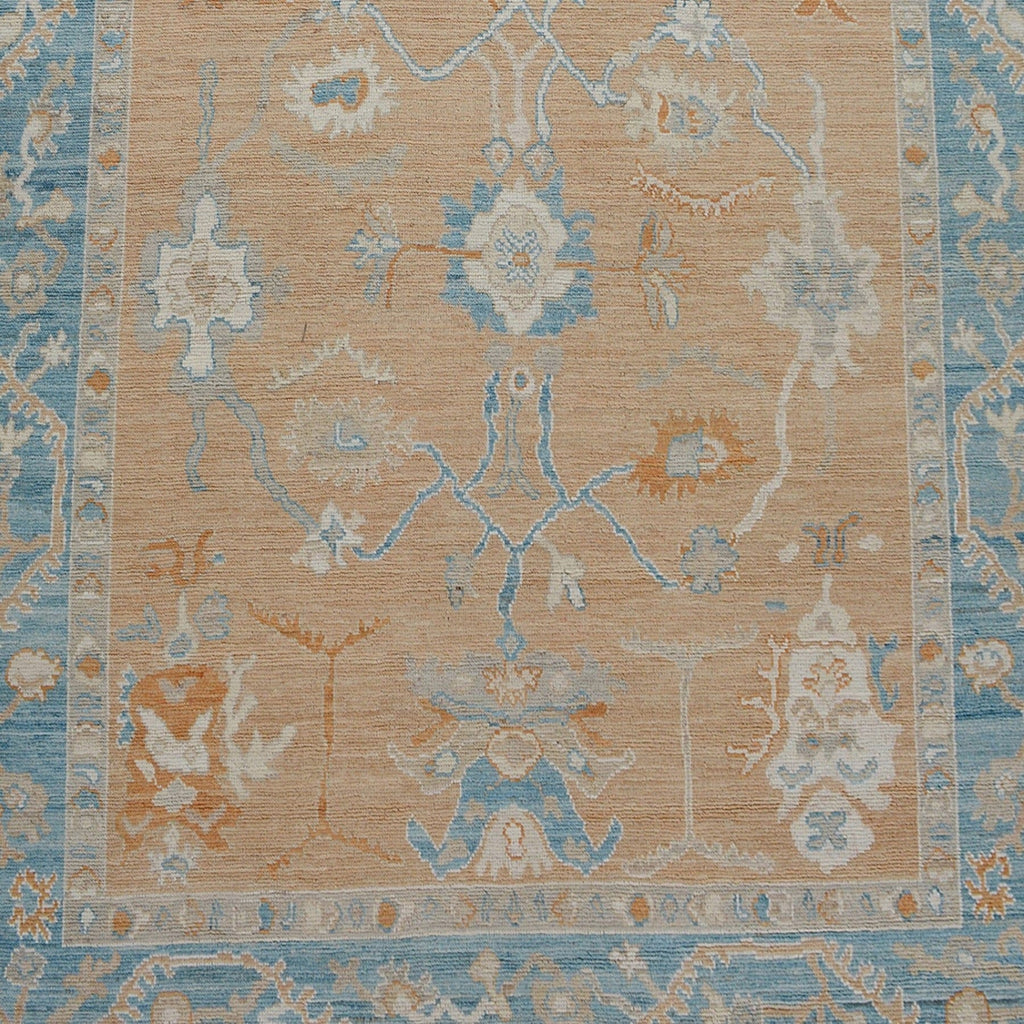 Vegetable Dye Floral Oushak Turkish Area Rug 9x10