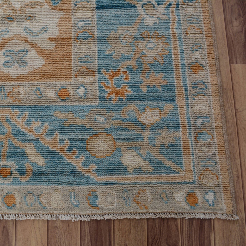 Vegetable Dye Floral Oushak Turkish Area Rug 9x10