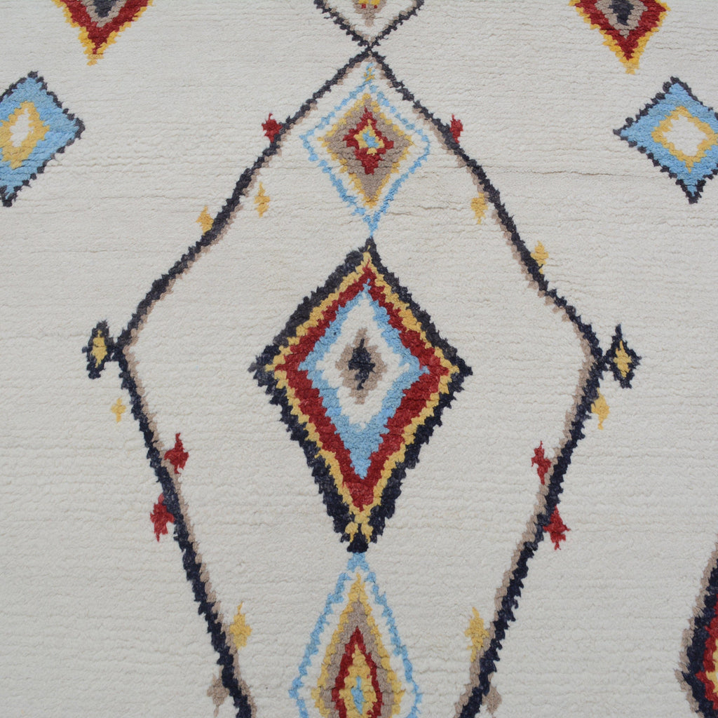 Ivory Tribal Diamond Moroccan Area Rug 9x13