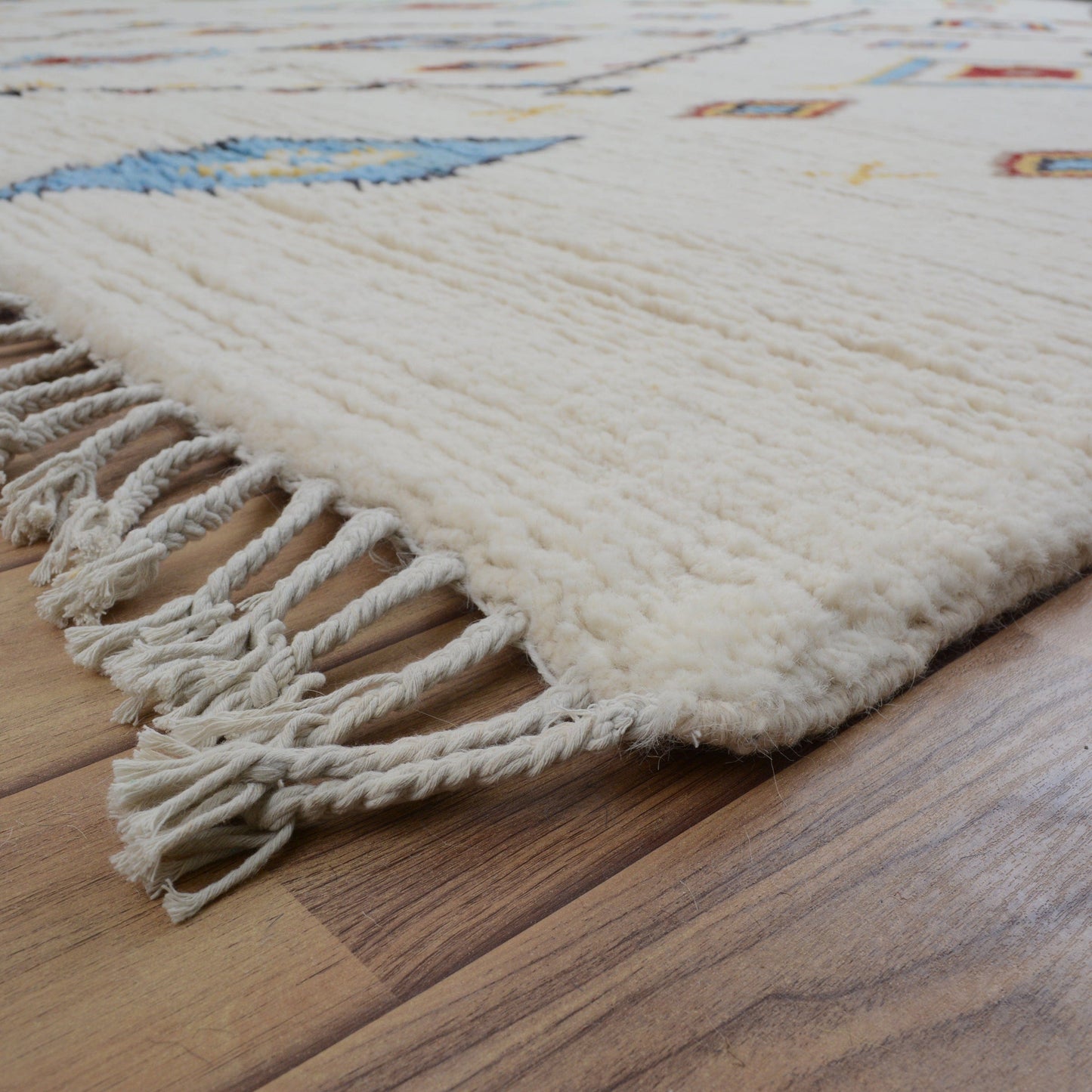 Ivory Tribal Diamond Moroccan Area Rug 9x13