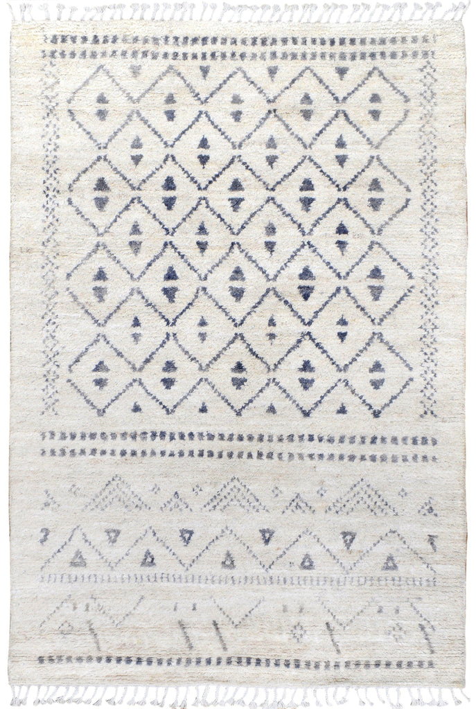 Ivory Tribal Diamond Moroccan Area Rug 5x8