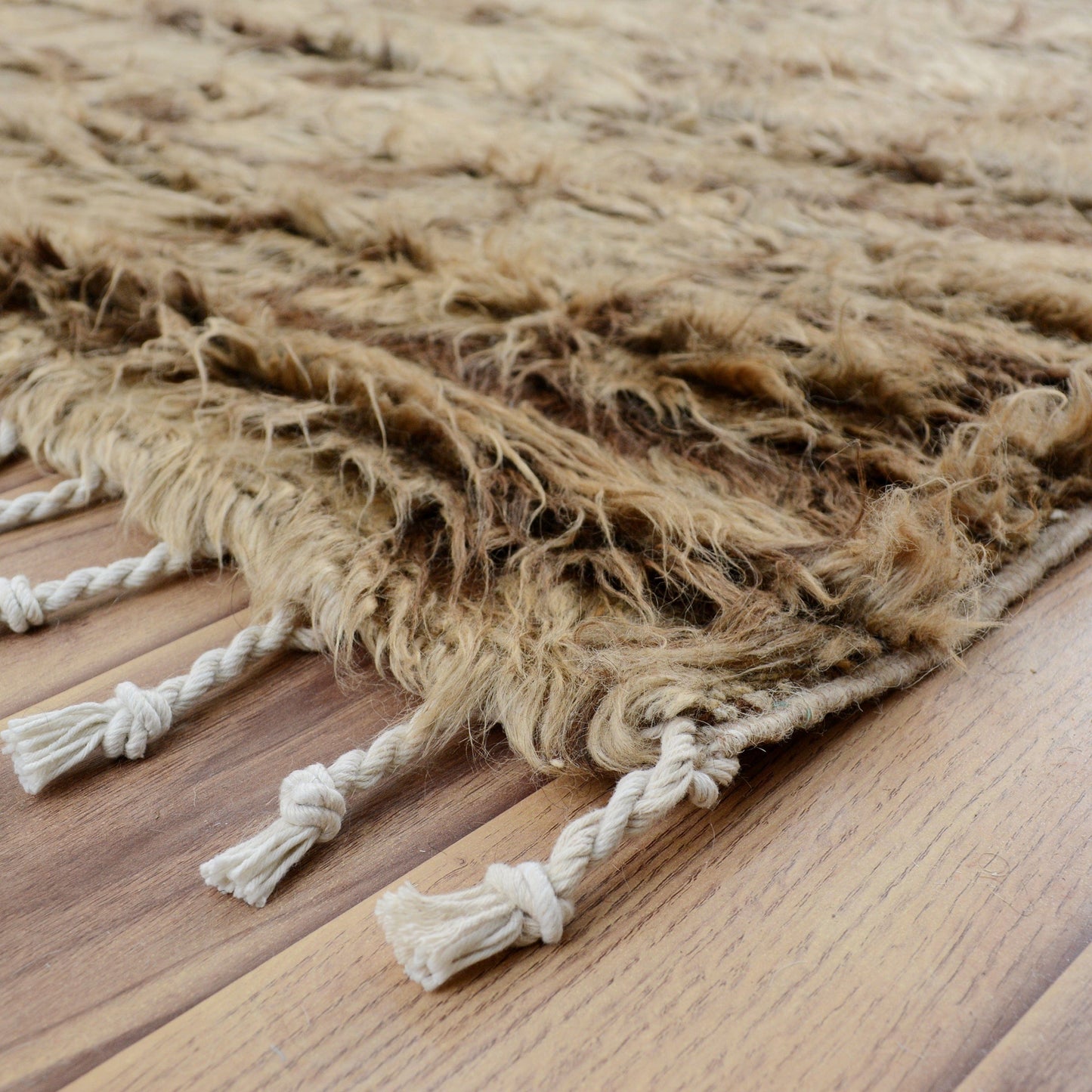 Earth-Tone Modern Shaggy Moroccan Area Rug 5x8