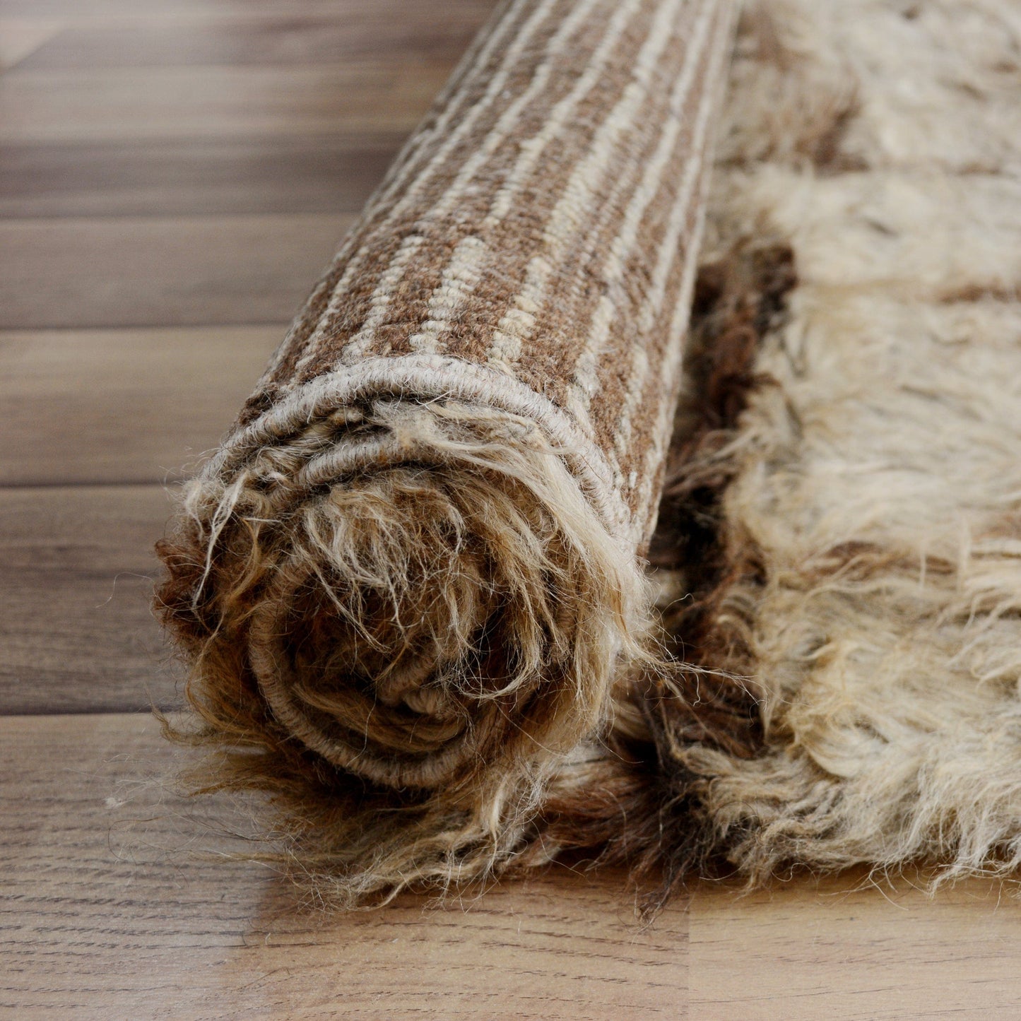 Earth-Tone Modern Shaggy Moroccan Area Rug 5x8