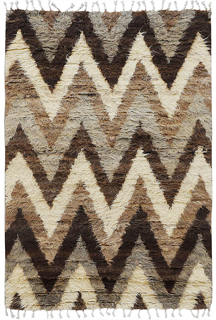 Chevron Shaggy Moroccan Area Rug 4x6