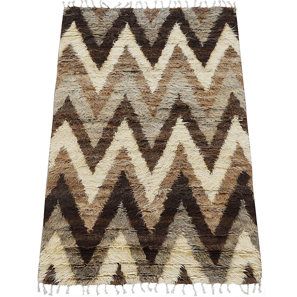 Chevron Shaggy Moroccan Area Rug 4x6