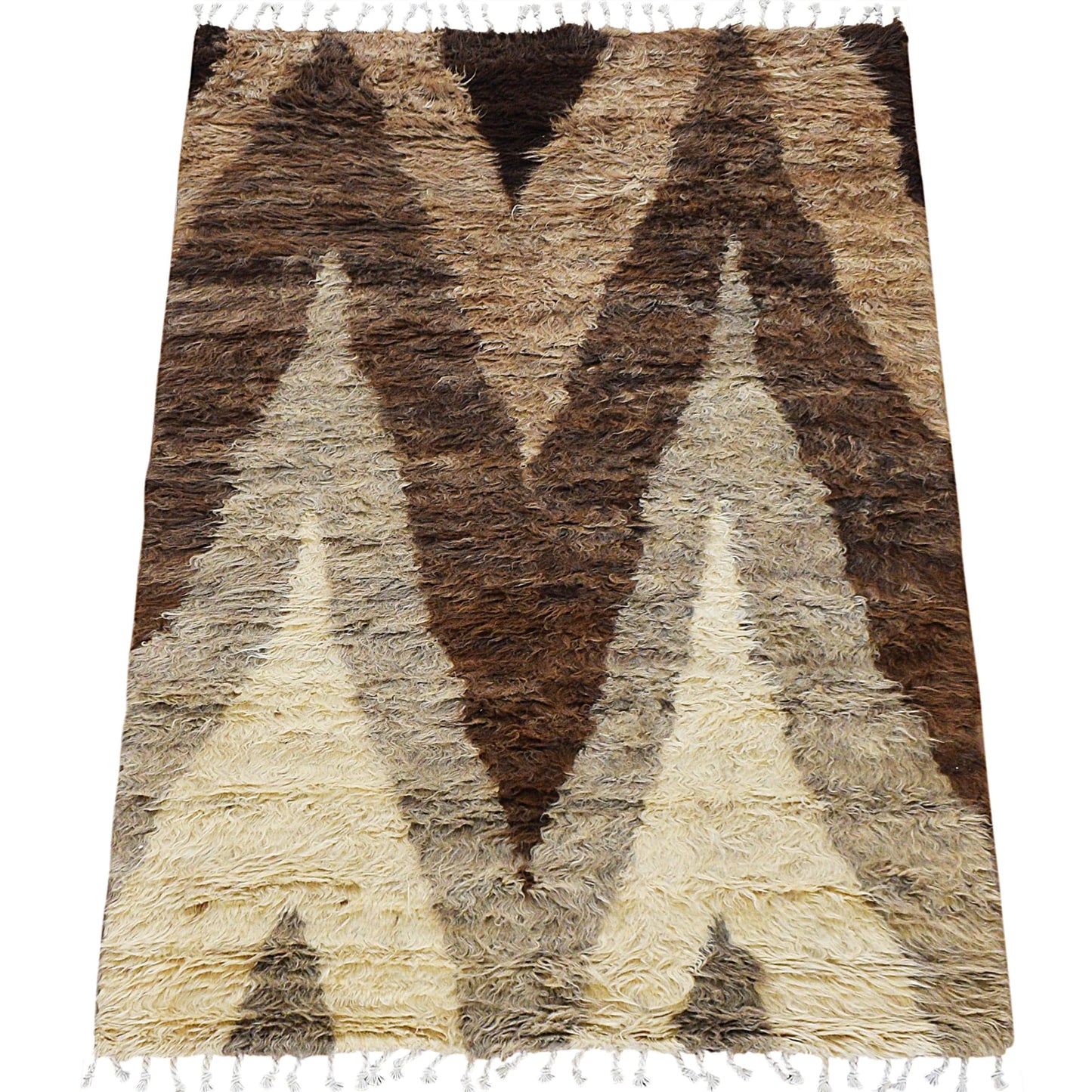 Chevron Plush Shaggy Moroccan Area Rug 4x6