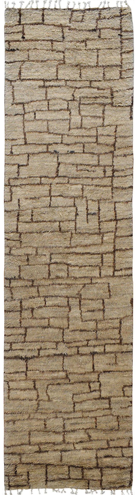 Checkered Thick Plush Shaggy Moroccan Runner Rug 3x12