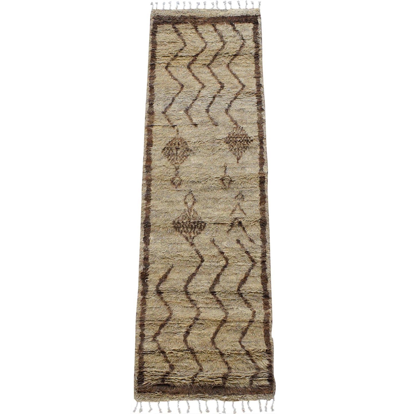 Tribal Thick Plush Shaggy Moroccan Runner Rug 3x8