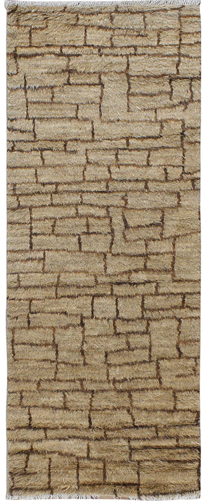 Modern Shaggy Moroccan Runner Rug 3x8