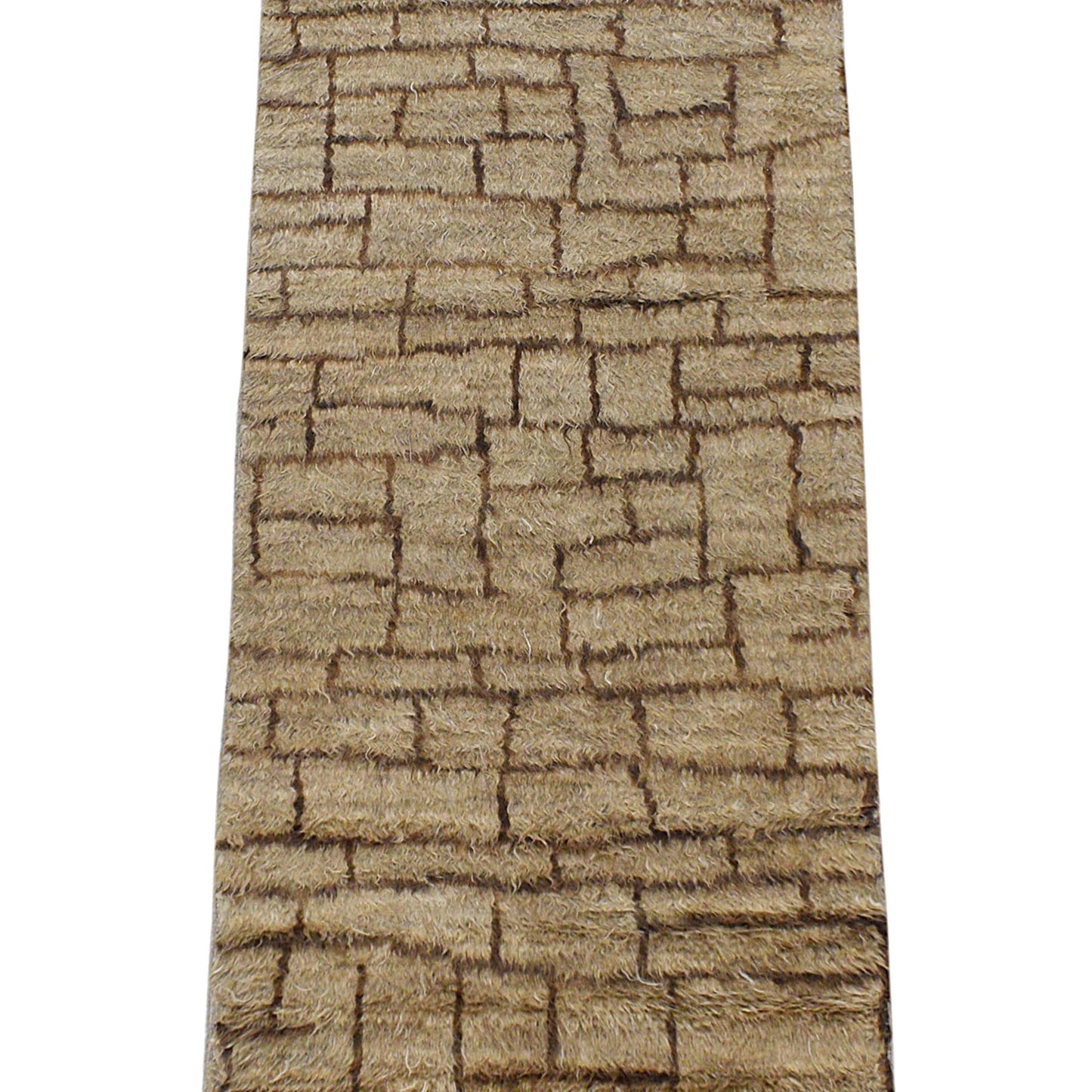 Modern Shaggy Moroccan Runner Rug 3x8