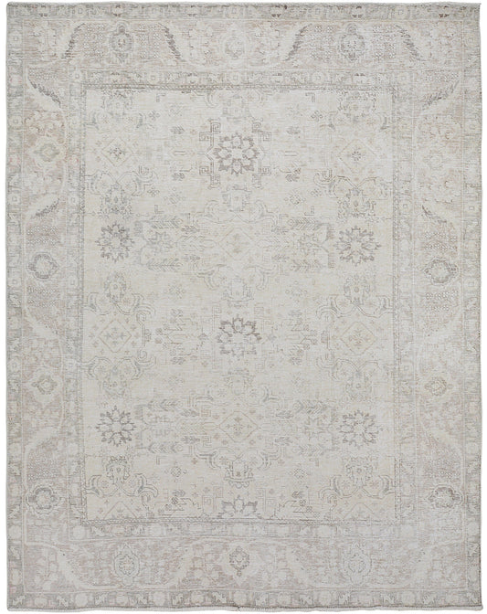 Muted All-Over Floral Tabriz Distressed Persian Area Rug 7x9