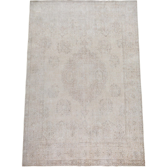 Medallion Muted Tabriz Persian Distressed Area Rug 10x13