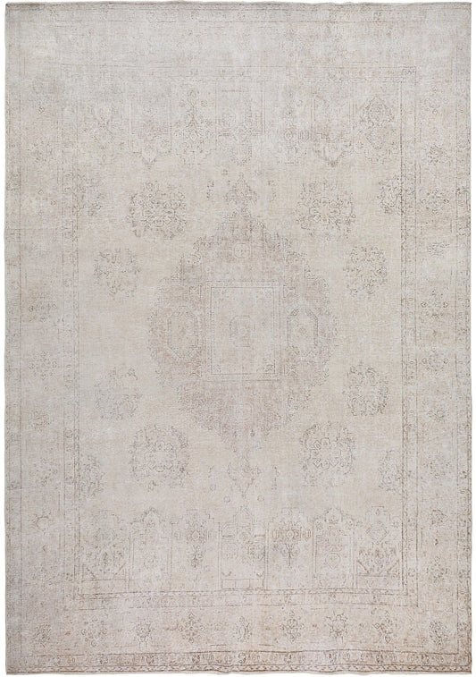 Medallion Muted Tabriz Persian Distressed Area Rug 10x13