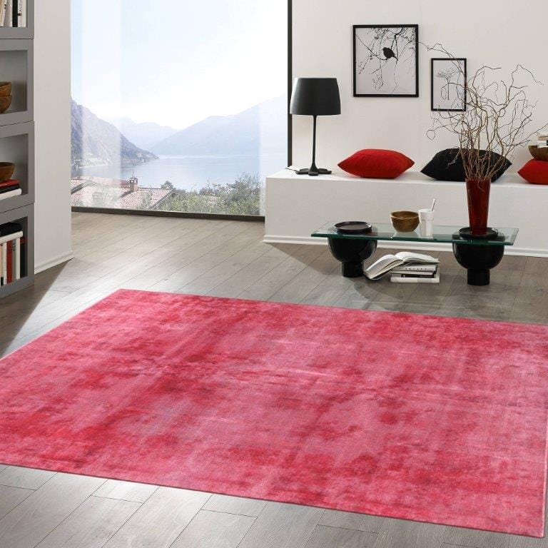 Vintage Overdye Collection Red Lamb's Wool Area Rug- 7' 7" X 11' 8"