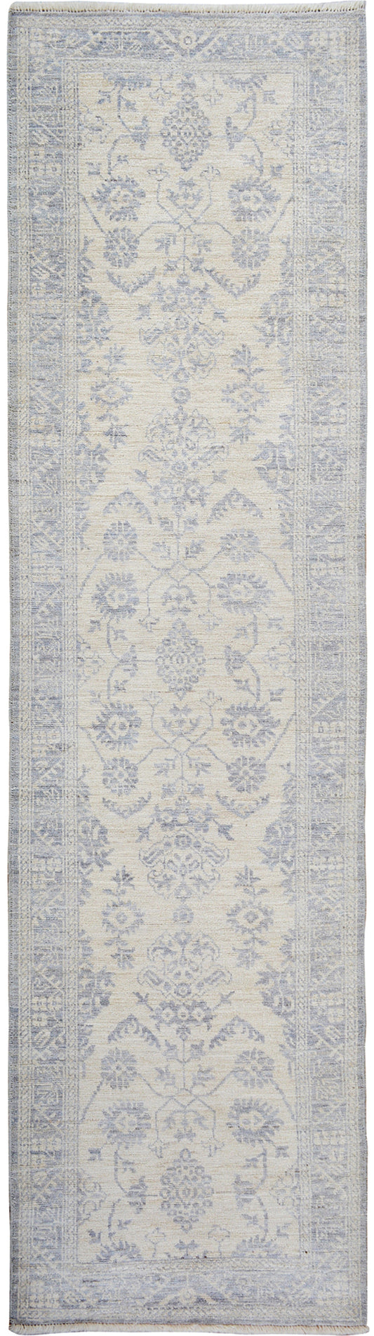 All-Over Floral Vegetable Dye Oushak Turkish Runner Rug 3x10