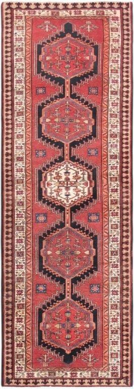 Vintage Karajeh Collection Rust Lamb's Wool Area Rug- 3' 6" X 10'10"