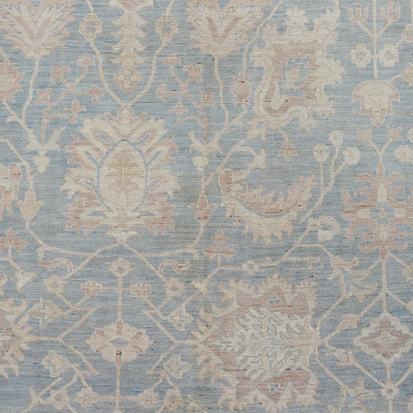 All-Over Blue Oushak Turkish Vegetable Dye Area Rug 5x9