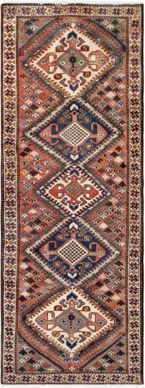 Vintage Hamadan Collection Salmon Lamb's Wool Area Rug- 3' 5" X 9' 9"