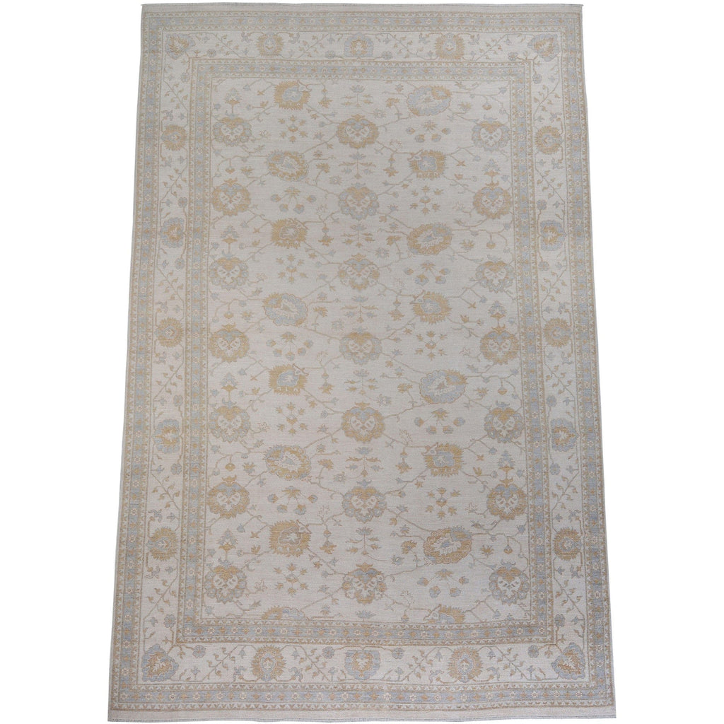 All-Over Vegetable Dye Muted Oushak Turkish Area Rug 11x17