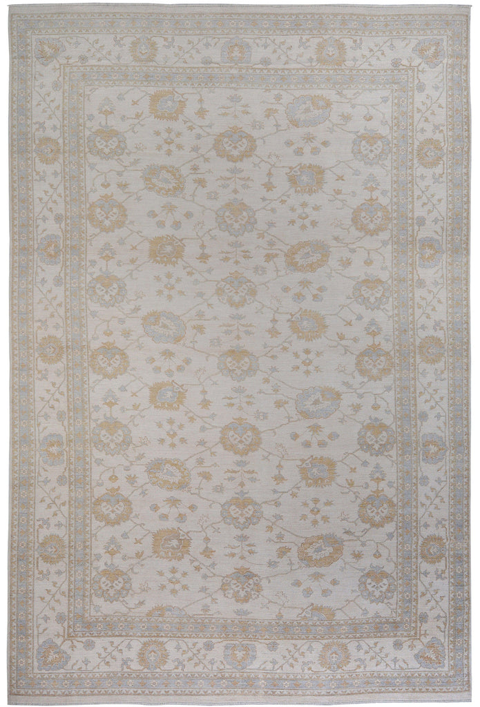 All-Over Vegetable Dye Muted Oushak Turkish Area Rug 11x17