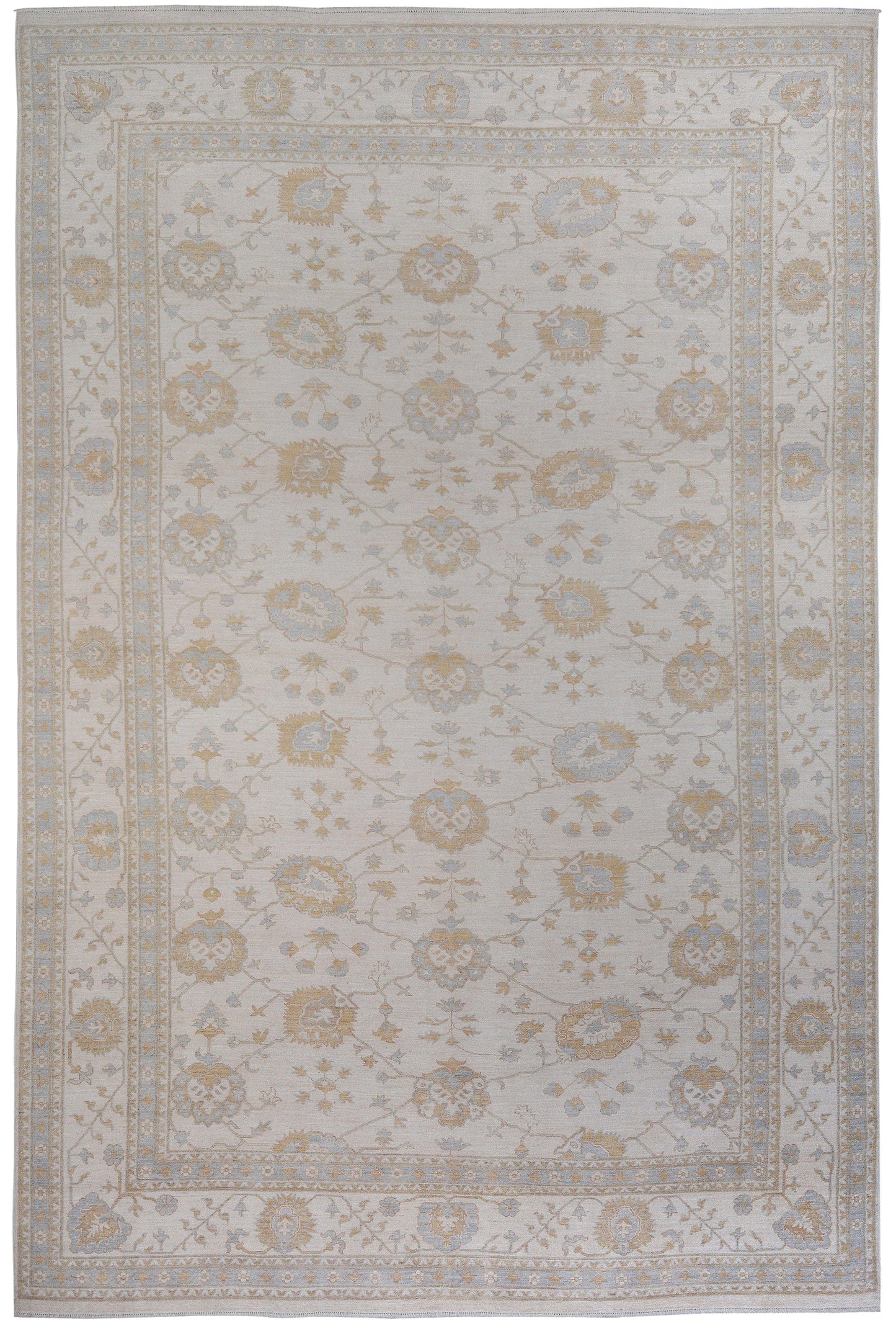 All-Over Vegetable Dye Muted Oushak Turkish Area Rug 11x17