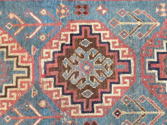 Vintage Kazak Collection Blue Lamb's Wool Area Rug- 3'11" X 10' 1"