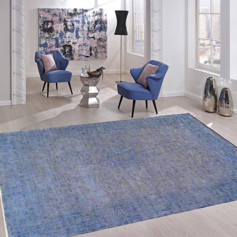 Vintage Overdye Collection Blue Lamb's Wool Area Rug-10' 1" X 12' 6"