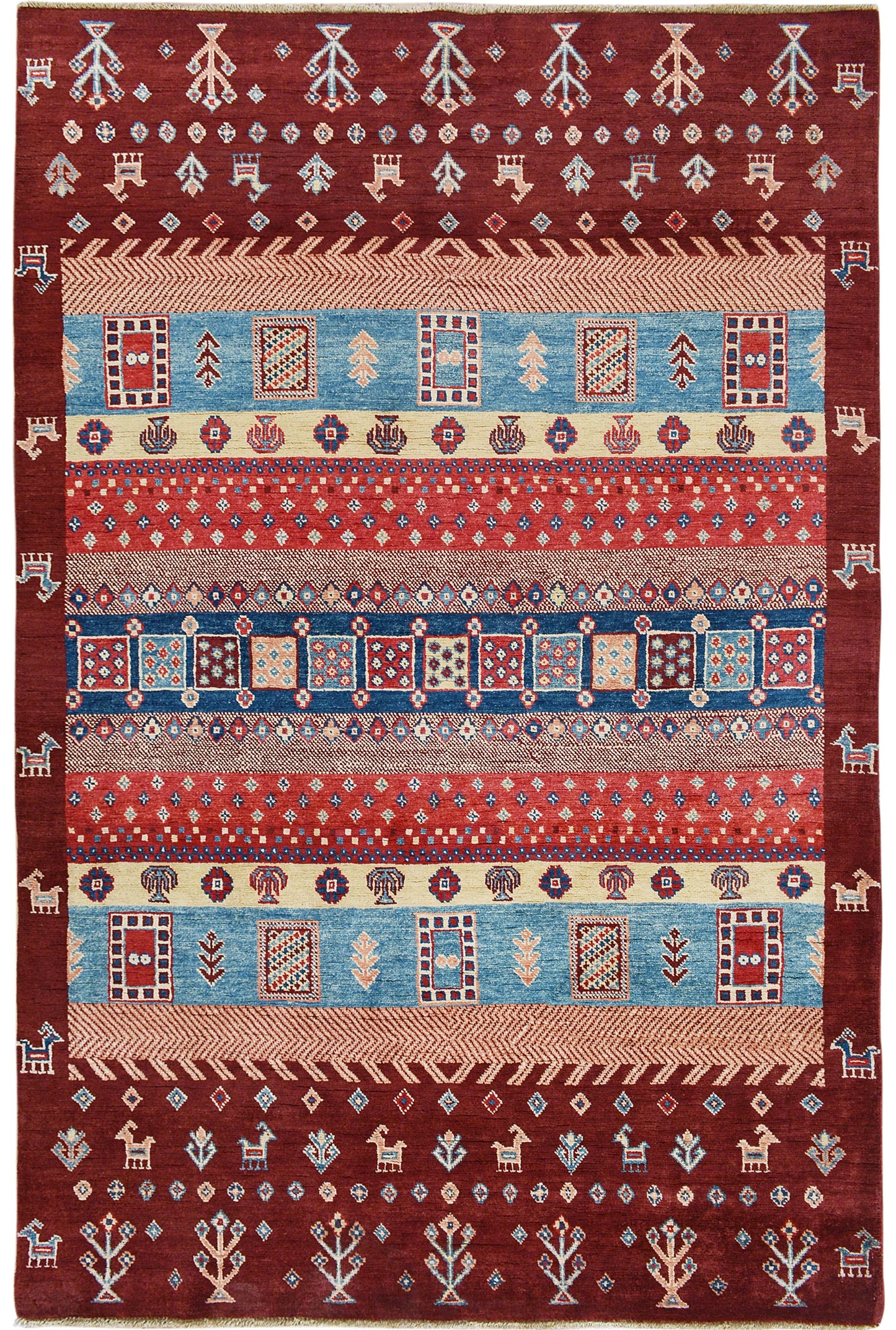 Geometric Gabbeh-Lori Tribal Area Rug 5x7