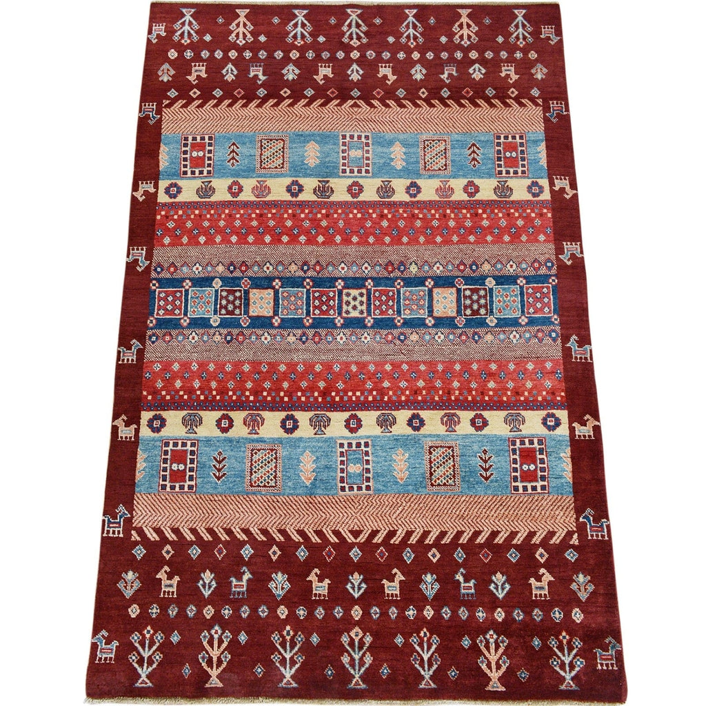 Geometric Gabbeh-Lori Tribal Area Rug 5x7