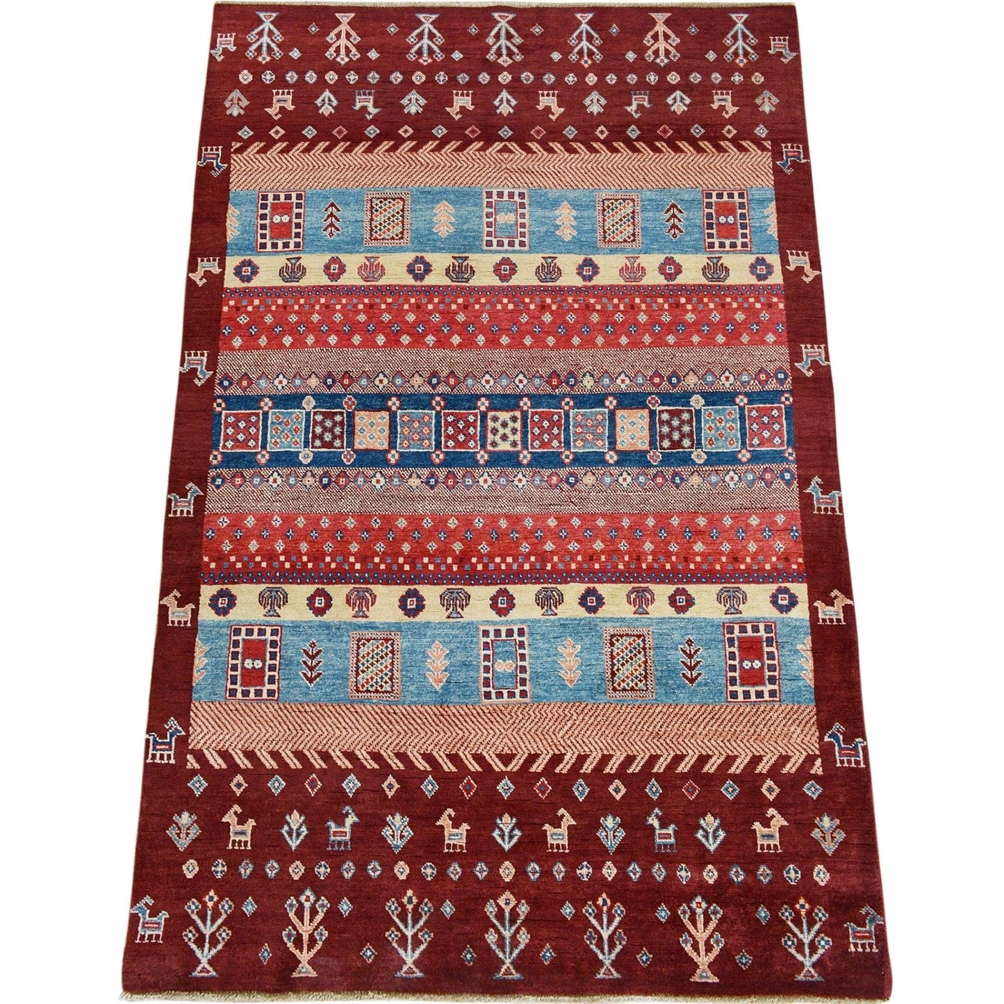 Geometric Gabbeh-Lori Tribal Area Rug 5x7