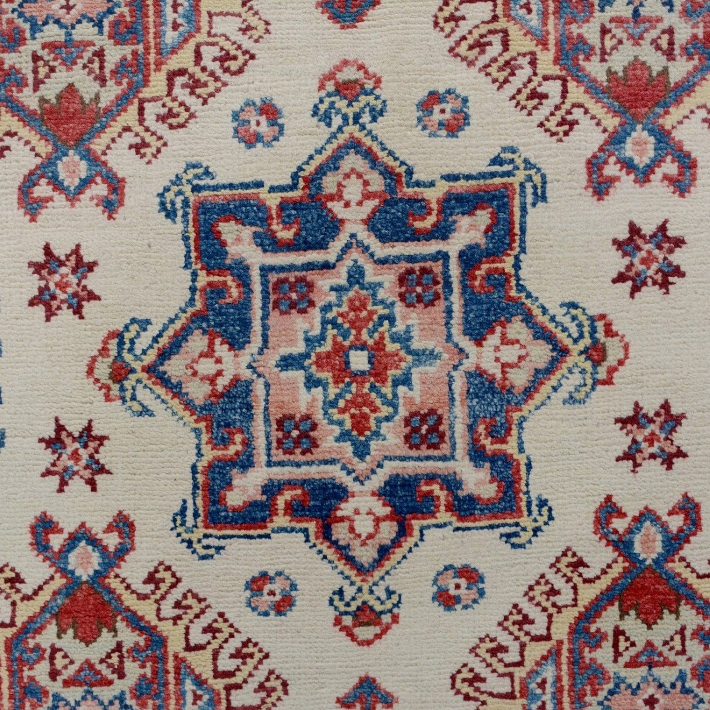 Geometric Super Kazak Oriental Ivory Runner Rug 4x20