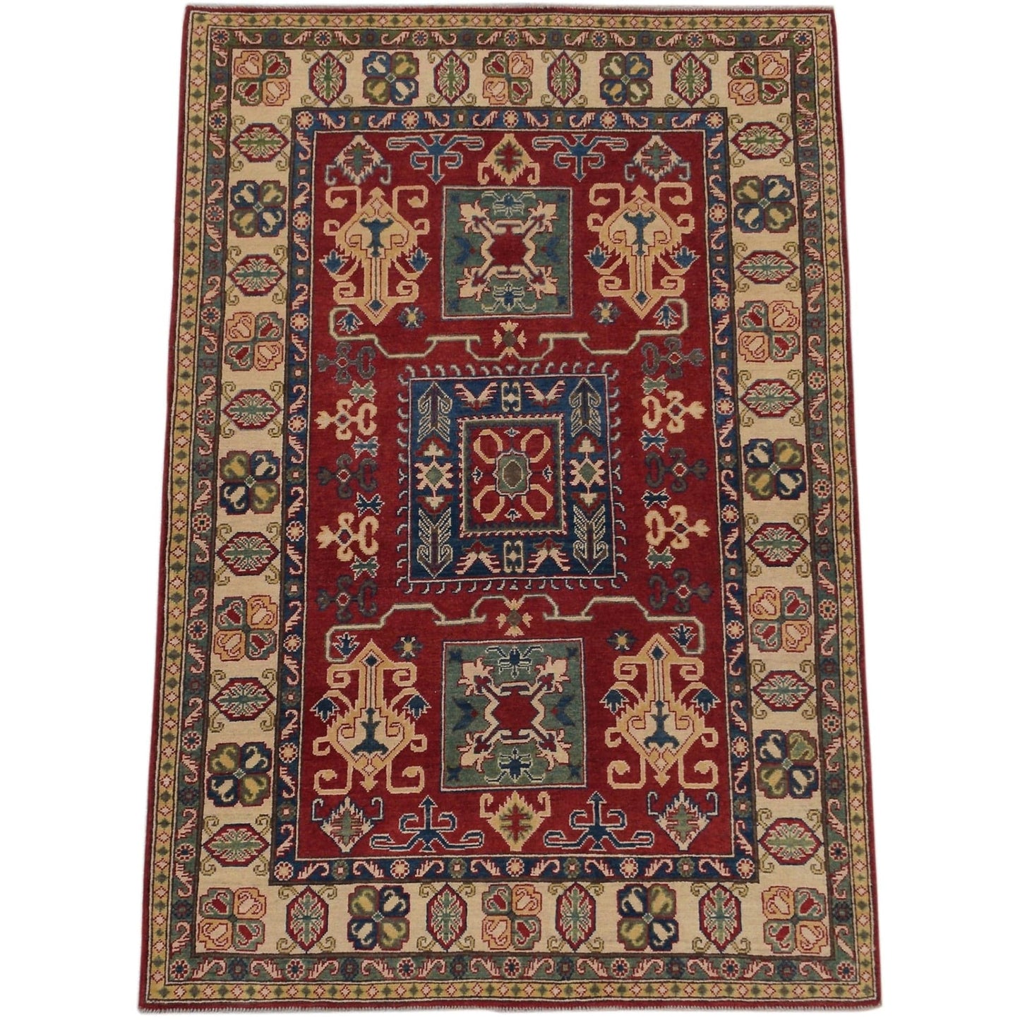 Geometric Super Kazak Oriental Area Rug 5x7