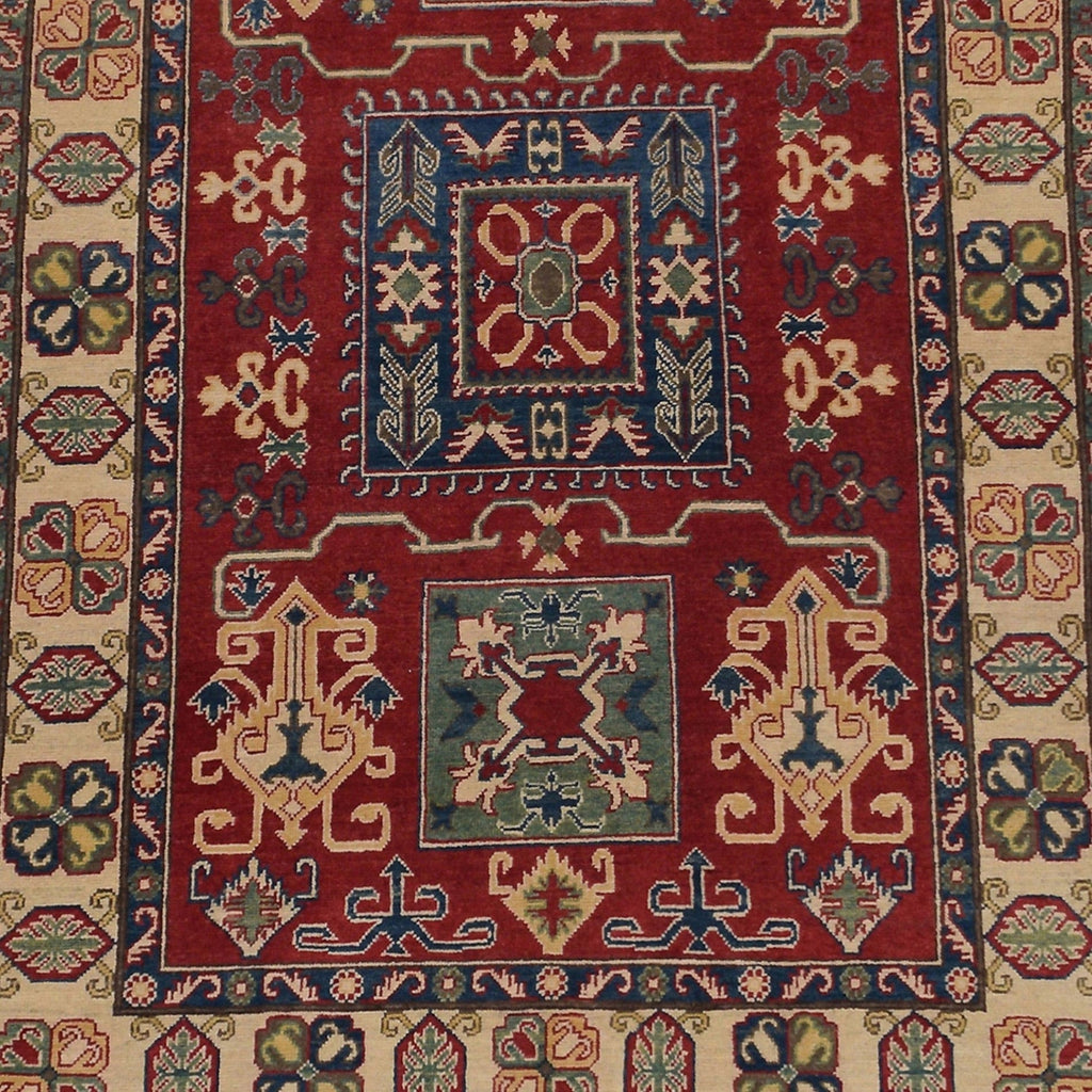 Geometric Super Kazak Oriental Area Rug 5x7