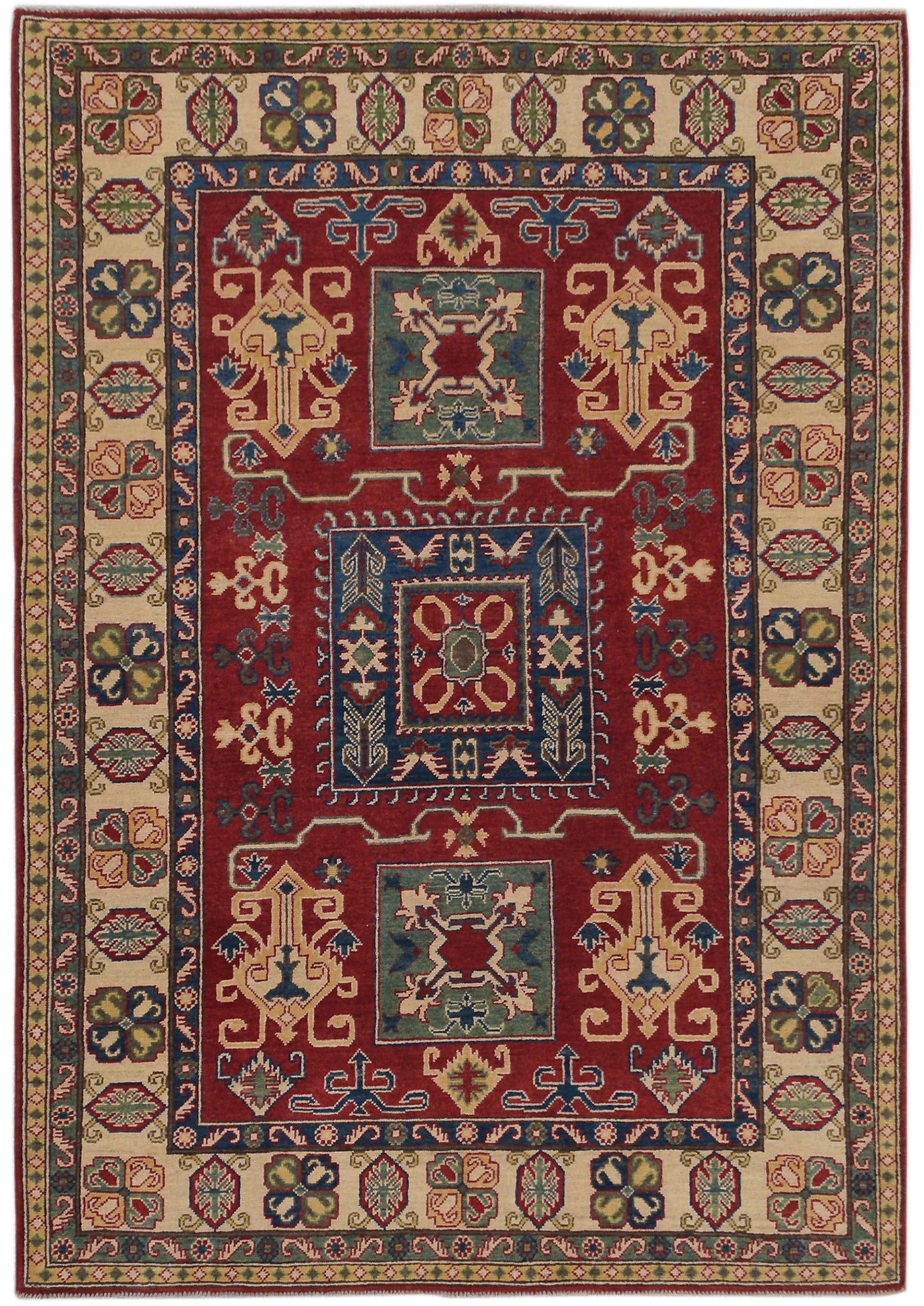 Geometric Super Kazak Oriental Area Rug 5x7