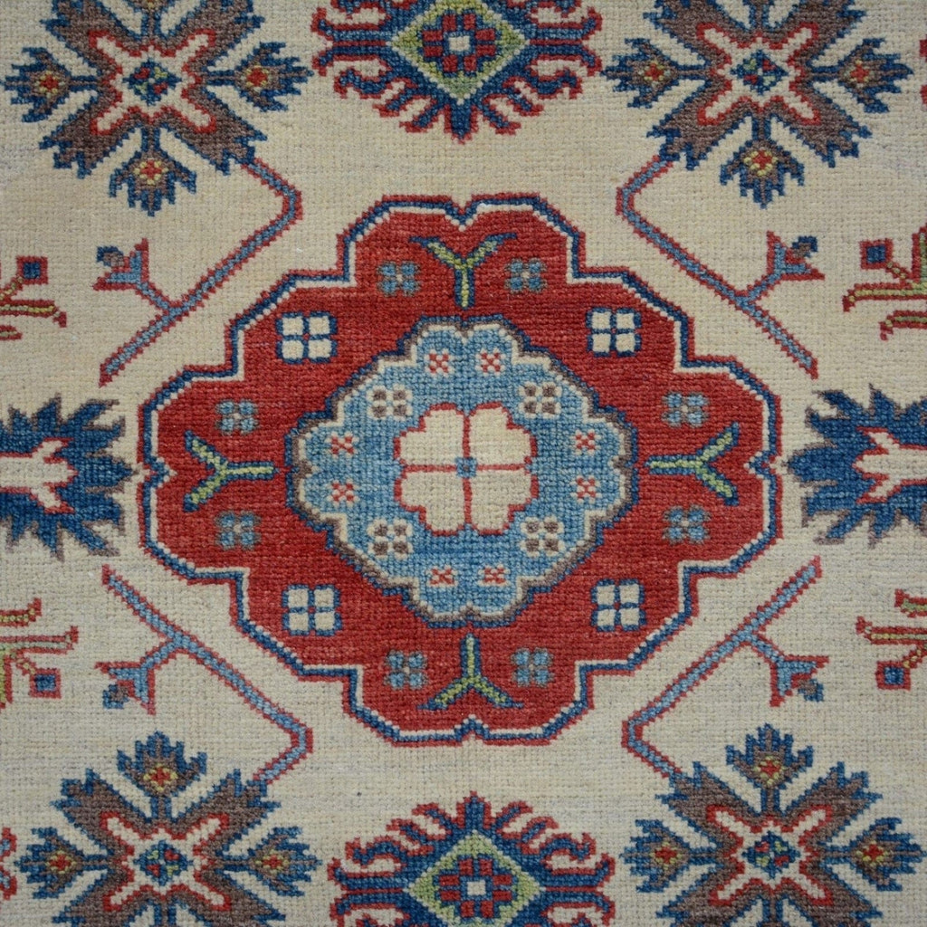 Geometric Ivory Super Kazak Oriental Area Rug 5x6