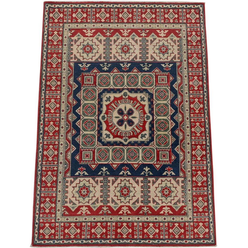 Geometric Super Kazak Oriental Area Rug 5x7