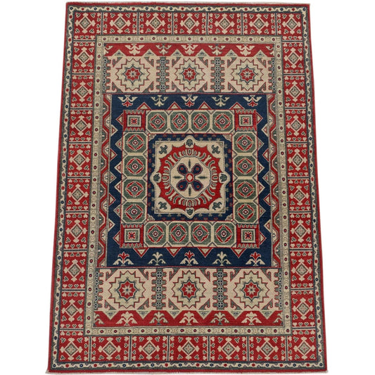 Geometric Super Kazak Oriental Area Rug 5x7