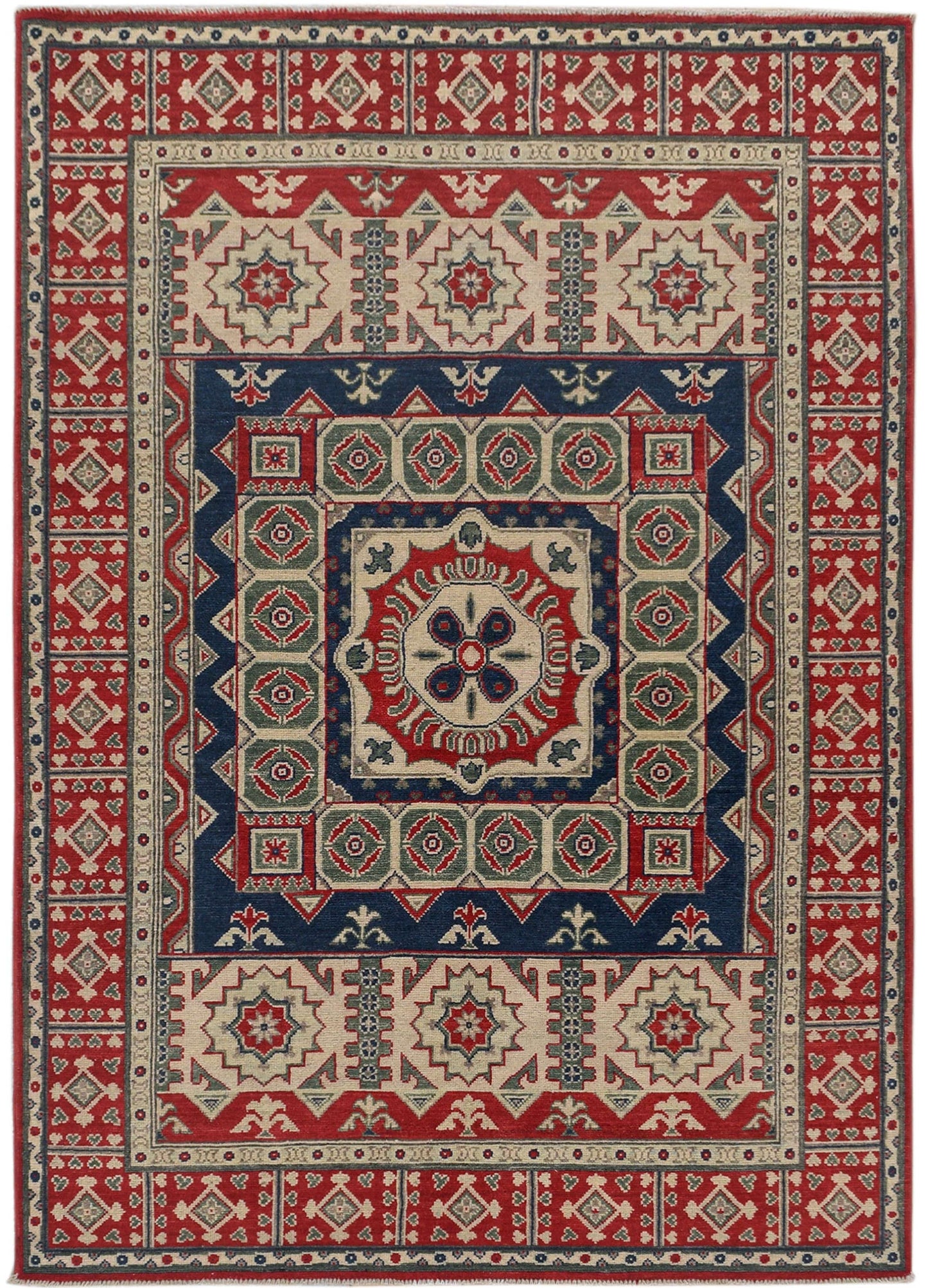 Geometric Super Kazak Oriental Area Rug 5x7