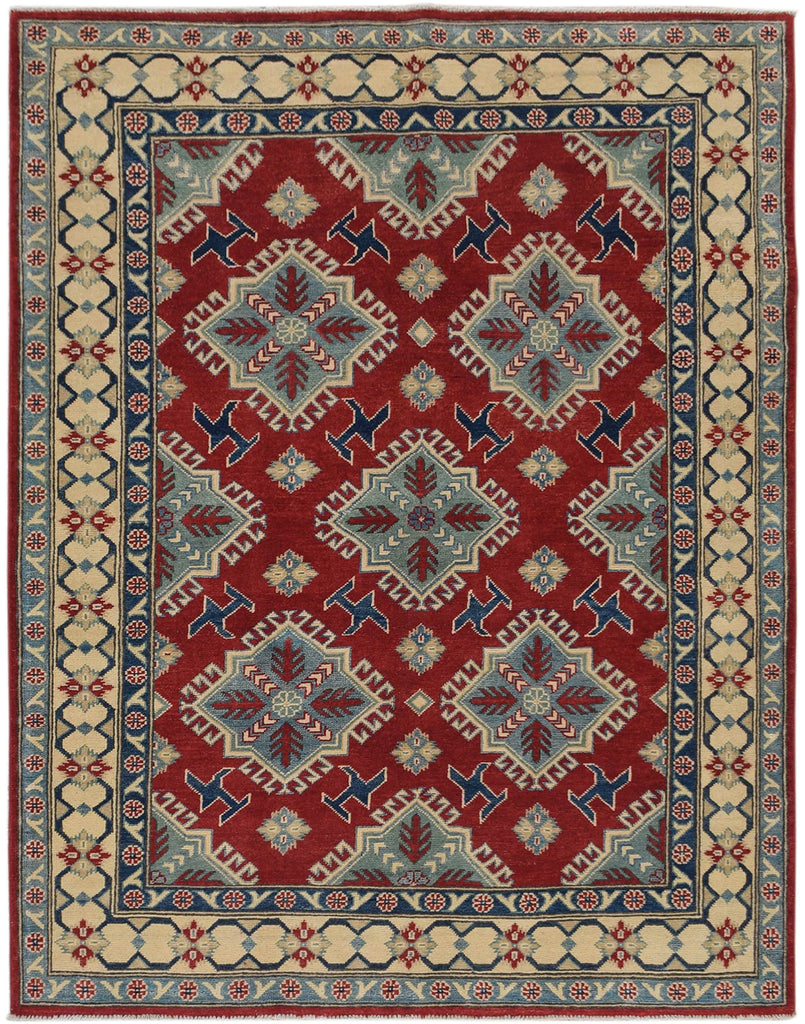 Geometric Super Kazak Oriental Area Rug 5x6