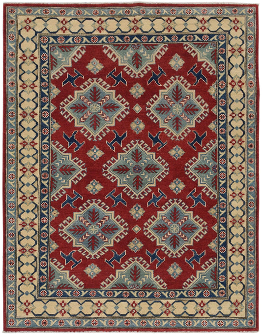 Geometric Super Kazak Oriental Area Rug 5x6