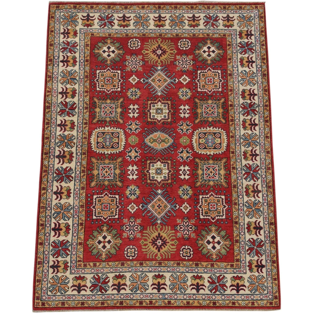 All-Over Geometric Super Kazak Oriental Area Rug 5x7