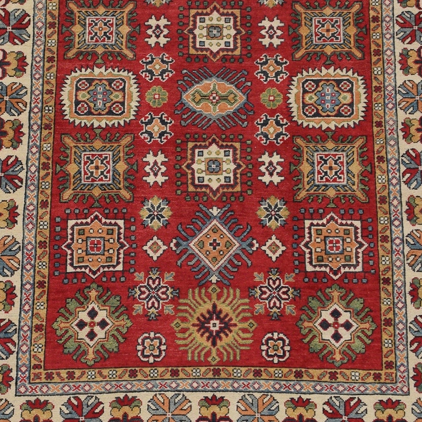 All-Over Geometric Super Kazak Oriental Area Rug 5x7