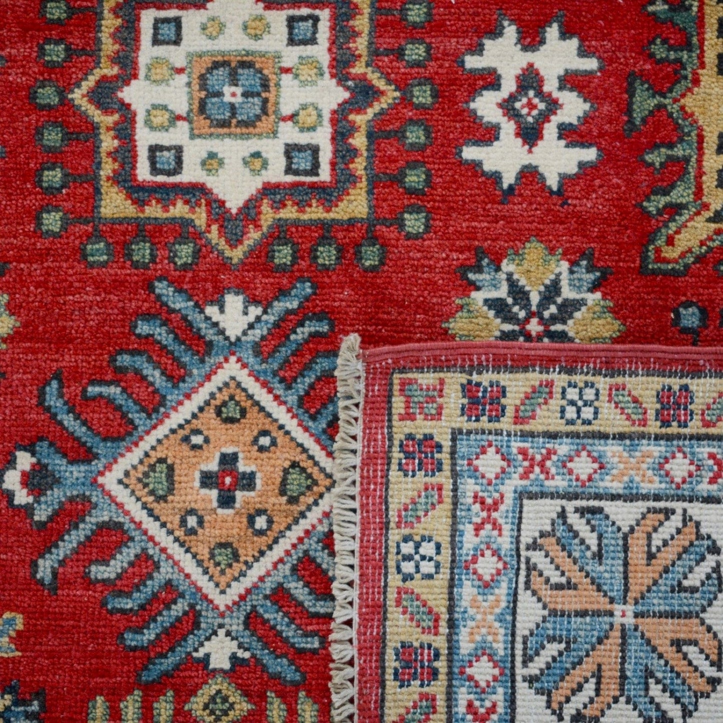 All-Over Geometric Super Kazak Oriental Area Rug 5x7