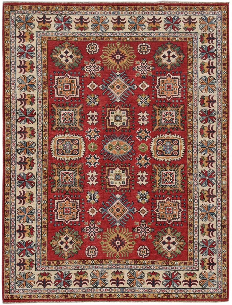 All-Over Geometric Super Kazak Oriental Area Rug 5x7