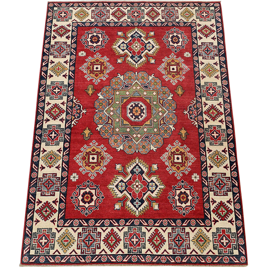 Geometric Super Kazak Oriental Red Area Rug 5x7